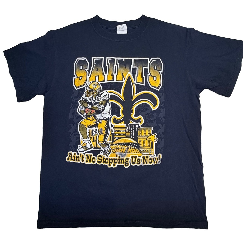 New Orleans Saints T-Shirt Medium Black NFL‎ Football Ain't No Stopping Us Now